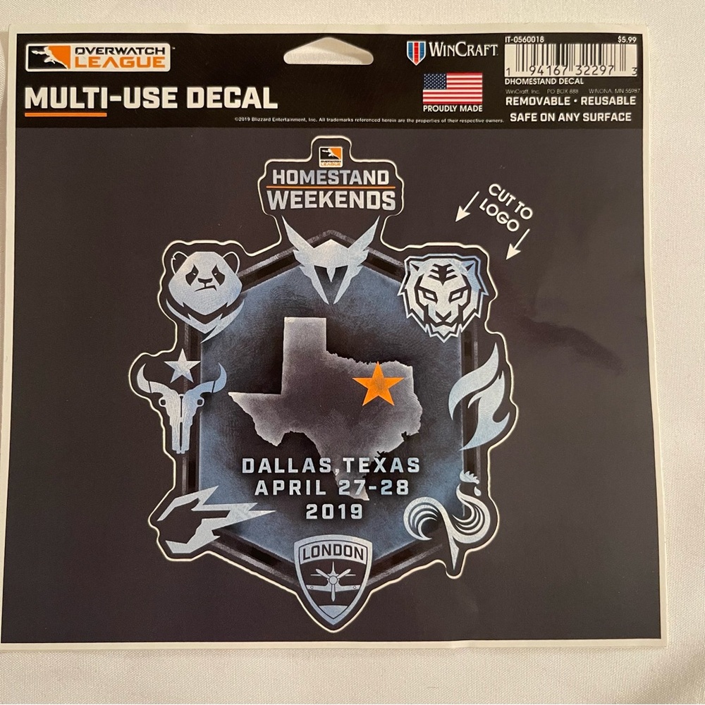 Overwatch League Decal Homestand Weekends Dallas Texas 2019 Wincraft New